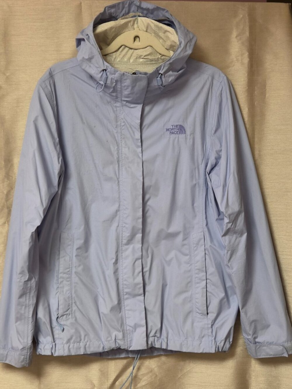 The North Face Ice Blue Hooded Waterproof Rain Jacket Womens Size M